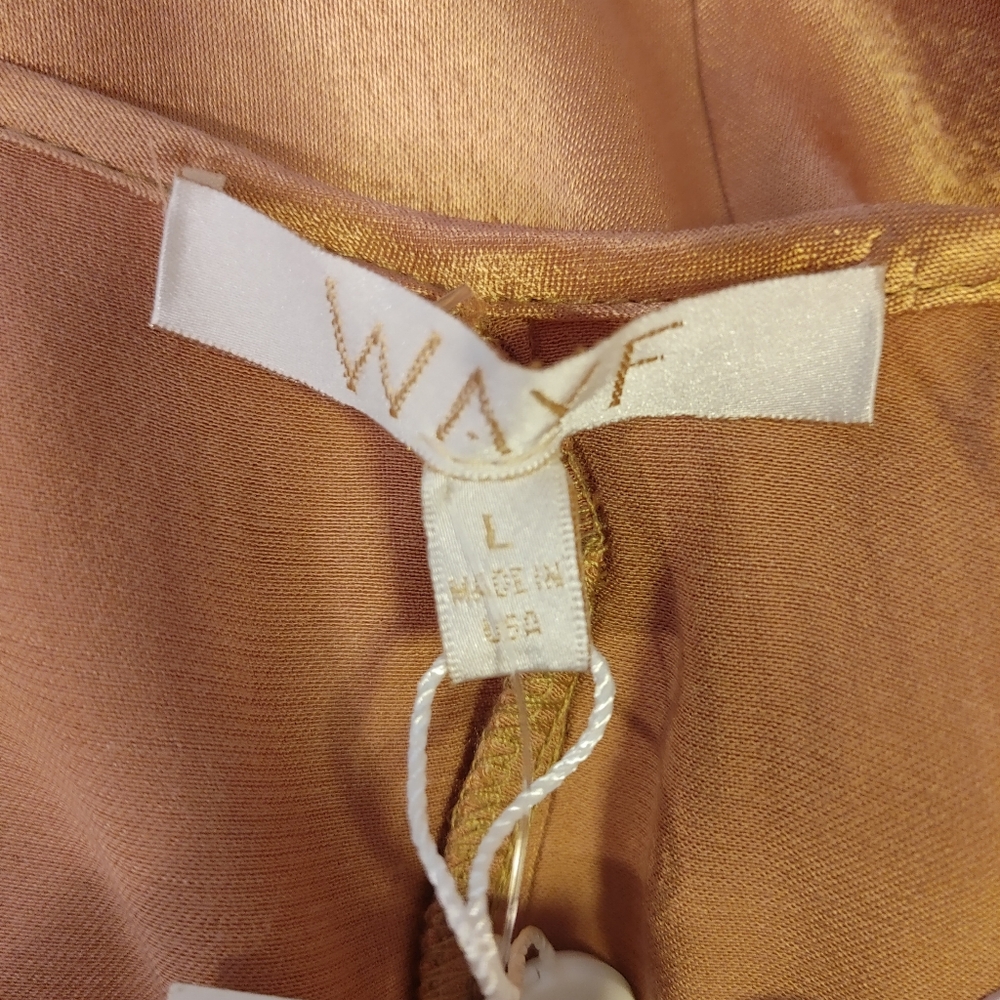 Wayf Teagan Satin Maxi Rose Gold Wrap Dress, Rose Gold L - Picture 12 of 14